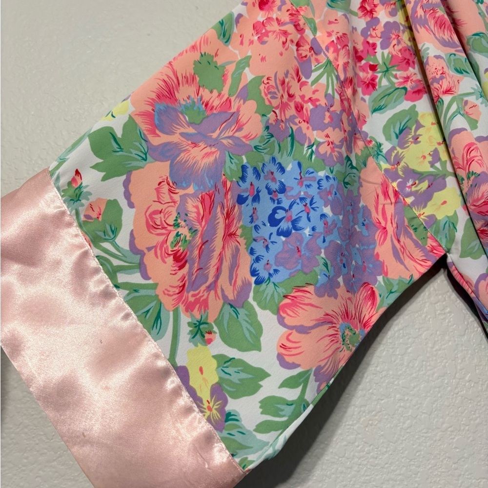 Vintage Victoria's Secret Gild Label Floral Satin Kimono Robe, Belt - Multicolor - Picture 7 of 11